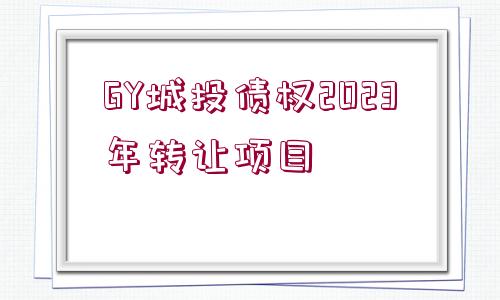 GY城投債權(quán)2023年轉(zhuǎn)讓項(xiàng)目