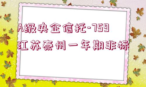 A級(jí)央企信托-759江蘇泰州一年期非標(biāo)