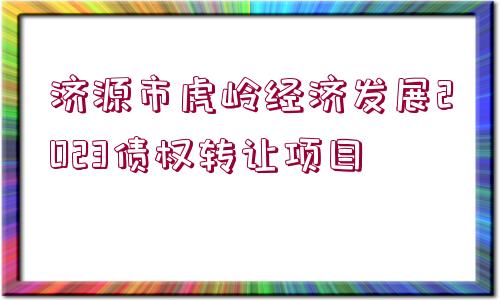 濟(jì)源市虎嶺經(jīng)濟(jì)發(fā)展2023債權(quán)轉(zhuǎn)讓項目