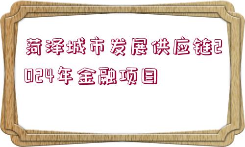 菏澤城市發(fā)展供應鏈2024年金融項目