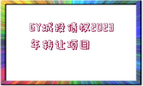 GY城投債權(quán)2023年轉(zhuǎn)讓項目