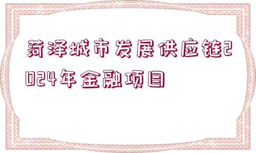 菏澤城市發(fā)展供應鏈2024年金融項目