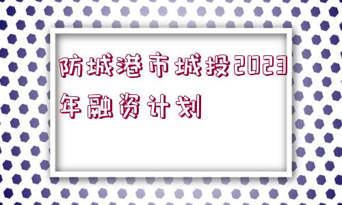 防城港市城投2023年融資計(jì)劃