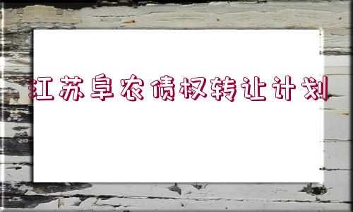 江蘇阜農(nóng)債權(quán)轉(zhuǎn)讓計(jì)劃