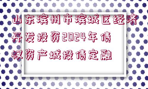 山東濱州市濱城區(qū)經濟開發(fā)投資2024年債權資產城投債定融