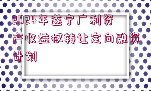 2024年遂寧廣利資產(chǎn)收益權(quán)轉(zhuǎn)讓定向融資計(jì)劃