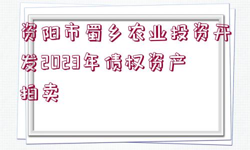 資陽市蜀鄉(xiāng)農(nóng)業(yè)投資開發(fā)2023年債權(quán)資產(chǎn)拍賣