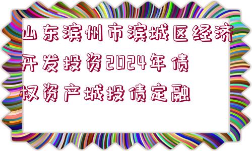 山東濱州市濱城區(qū)經(jīng)濟(jì)開發(fā)投資2024年債權(quán)資產(chǎn)城投債定融