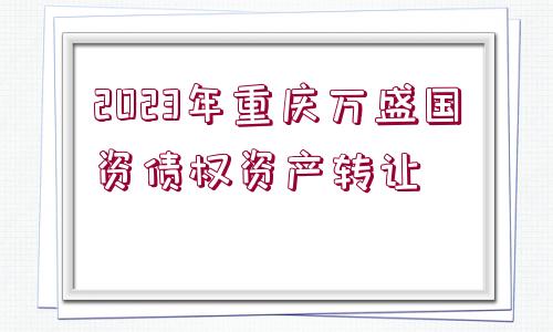 2023年重慶萬盛國資債權(quán)資產(chǎn)轉(zhuǎn)讓