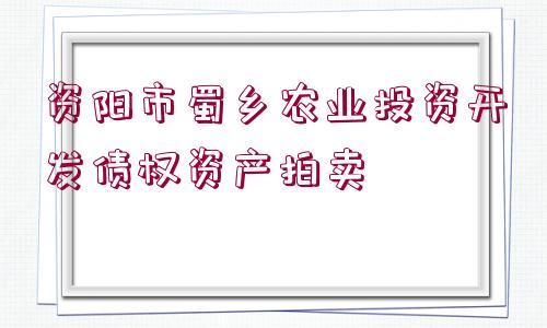 資陽市蜀鄉(xiāng)農(nóng)業(yè)投資開發(fā)債權(quán)資產(chǎn)拍賣