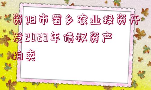 資陽市蜀鄉(xiāng)農業(yè)投資開發(fā)2023年債權資產(chǎn)拍賣