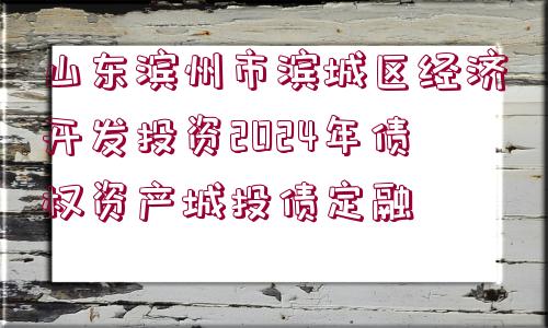 山東濱州市濱城區(qū)經濟開發(fā)投資2024年債權資產城投債定融