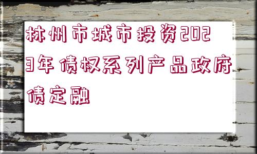 林州市城市投資2023年債權系列產品政府債定融