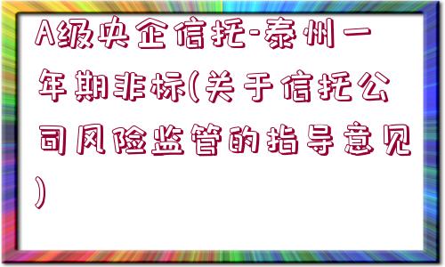 A級央企信托-泰州一年期非標(biāo)(關(guān)于信托公司風(fēng)險監(jiān)管的指導(dǎo)意見)