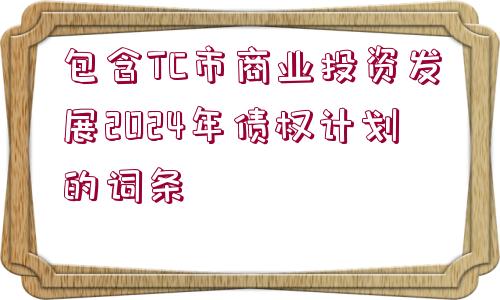 包含TC市商業(yè)投資發(fā)展2024年債權(quán)計(jì)劃的詞條