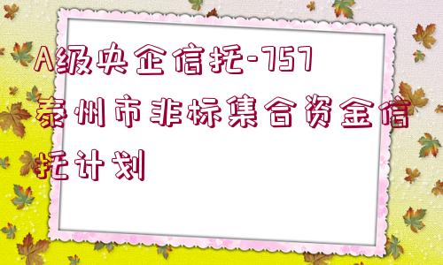 A級央企信托-757泰州市非標(biāo)集合資金信托計(jì)劃