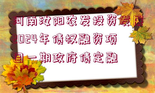 河南汝陽農(nóng)發(fā)投資發(fā)展2024年債權(quán)融資項(xiàng)目一期政府債定融