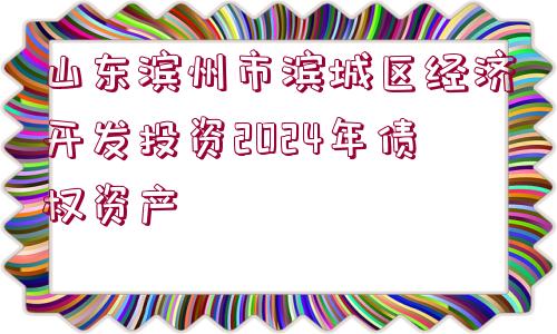 山東濱州市濱城區(qū)經(jīng)濟(jì)開發(fā)投資2024年債權(quán)資產(chǎn)