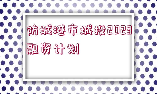 防城港市城投2023融資計劃