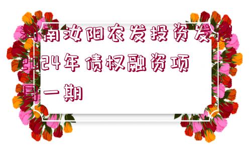 河南汝陽農(nóng)發(fā)投資發(fā)展2024年債權(quán)融資項目一期