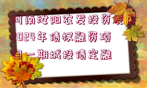 河南汝陽農(nóng)發(fā)投資發(fā)展2024年債權(quán)融資項目一期城投債定融