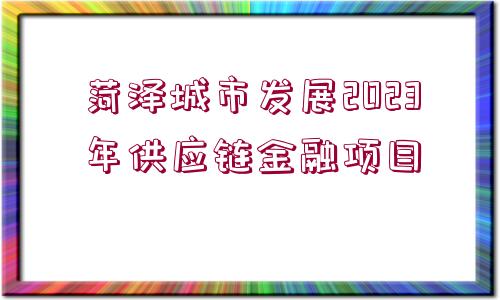 菏澤城市發(fā)展2023年供應(yīng)鏈金融項(xiàng)目