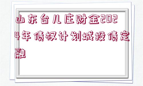 山東臺兒莊財金2024年債權(quán)計劃城投債定融