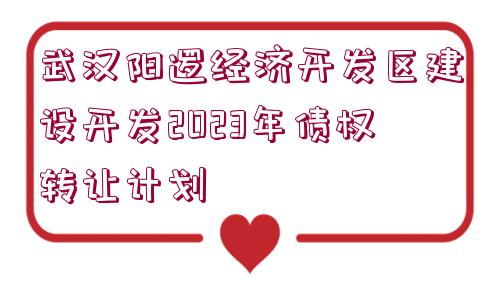 武漢陽邏經(jīng)濟(jì)開發(fā)區(qū)建設(shè)開發(fā)2023年債權(quán)轉(zhuǎn)讓計劃