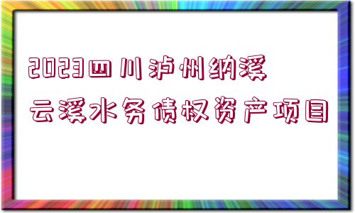 2023四川瀘州納溪云溪水務(wù)債權(quán)資產(chǎn)項(xiàng)目