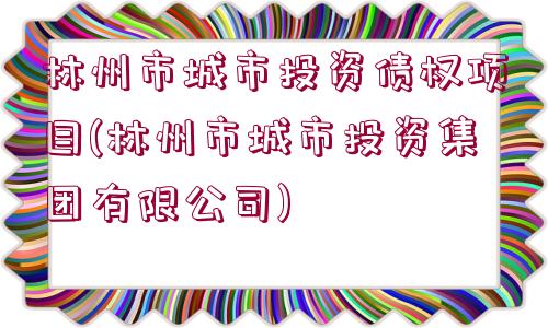 林州市城市投資債權項目(林州市城市投資集團有限公司)