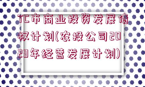 TC市商業(yè)投資發(fā)展債權(quán)計劃(農(nóng)投公司2023年經(jīng)營發(fā)展計劃)