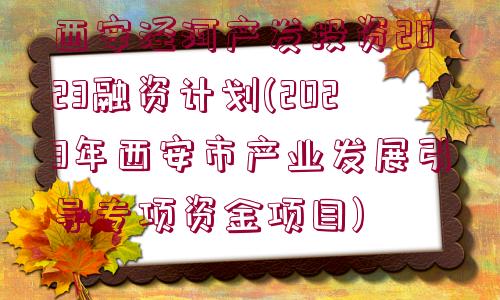 西安涇河產(chǎn)發(fā)投資2023融資計劃(2023年西安市產(chǎn)業(yè)發(fā)展引導(dǎo)專項資金項目)