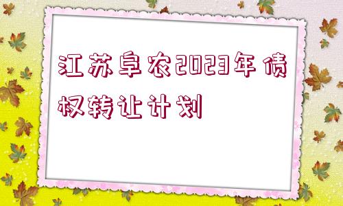 江蘇阜農(nóng)2023年債權(quán)轉(zhuǎn)讓計(jì)劃