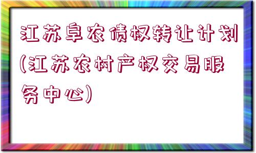 江蘇阜農(nóng)債權(quán)轉(zhuǎn)讓計(jì)劃(江蘇農(nóng)村產(chǎn)權(quán)交易服務(wù)中心)