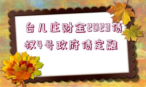 臺兒莊財(cái)金2023債權(quán)4號政府債定融