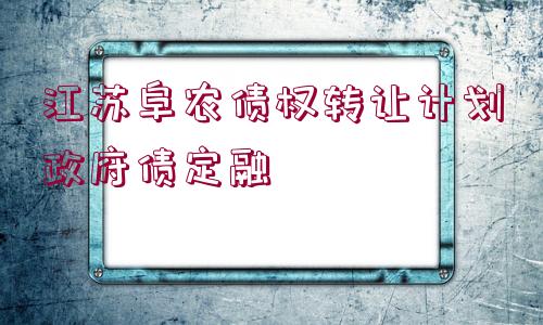 江蘇阜農(nóng)債權(quán)轉(zhuǎn)讓計劃政府債定融