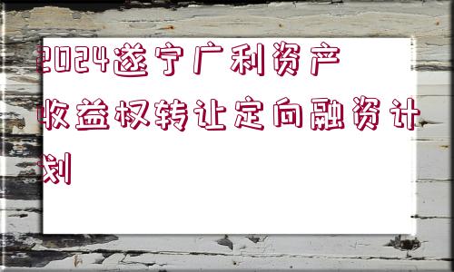 2024遂寧廣利資產(chǎn)收益權(quán)轉(zhuǎn)讓定向融資計劃