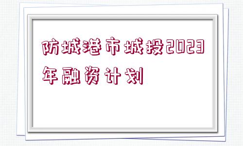 防城港市城投2023年融資計劃