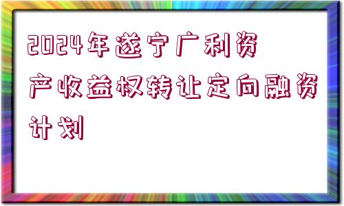 2024年遂寧廣利資產(chǎn)收益權(quán)轉(zhuǎn)讓定向融資計(jì)劃