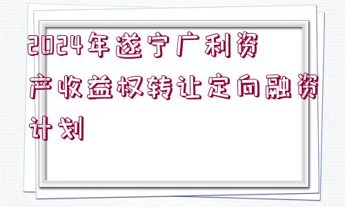 2024年遂寧廣利資產(chǎn)收益權轉讓定向融資計劃