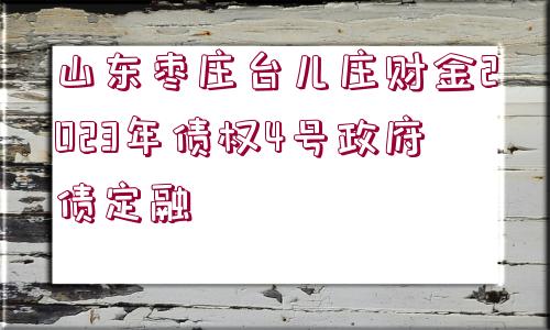 山東棗莊臺兒莊財(cái)金2023年債權(quán)4號政府債定融