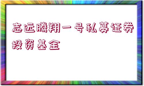 志遠騰翔一號私募證券投資基金