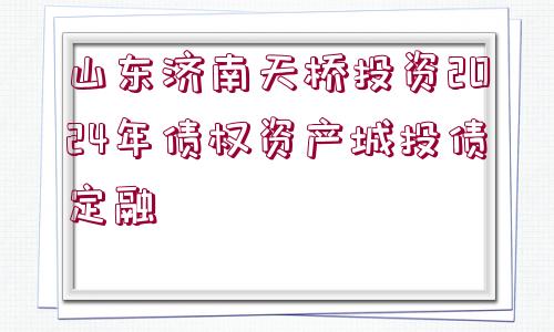 山東濟南天橋投資2024年債權(quán)資產(chǎn)城投債定融