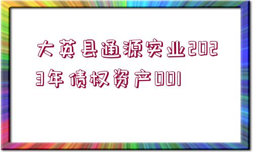 大英縣通源實(shí)業(yè)2023年債權(quán)資產(chǎn)001