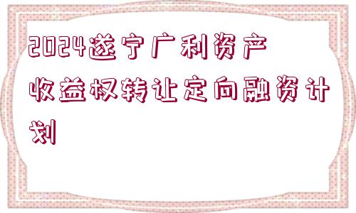 2024遂寧廣利資產(chǎn)收益權(quán)轉(zhuǎn)讓定向融資計劃