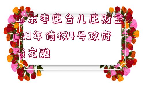 山東棗莊臺兒莊財(cái)金2023年債權(quán)4號政府債定融