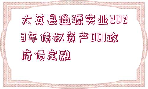 大英縣通源實業(yè)2023年債權(quán)資產(chǎn)001政府債定融