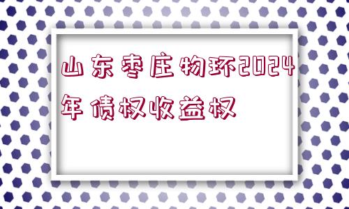 山東棗莊物環(huán)2024年債權收益權