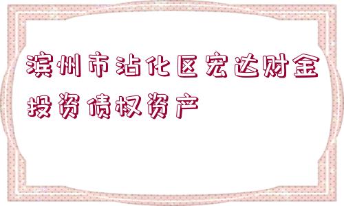 濱州市沾化區(qū)宏達(dá)財(cái)金投資債權(quán)資產(chǎn)