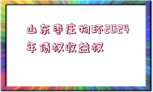 山東棗莊物環(huán)2024年債權(quán)收益權(quán)